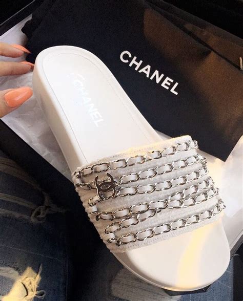 white fluffy chanel slides|Sandals .